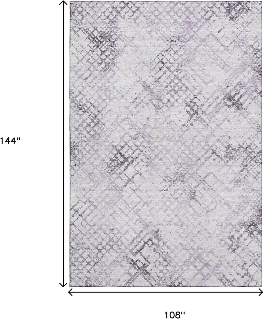Purple And Ivory Abstract Geometric Washable Area Rug With UV Protection Photo 3