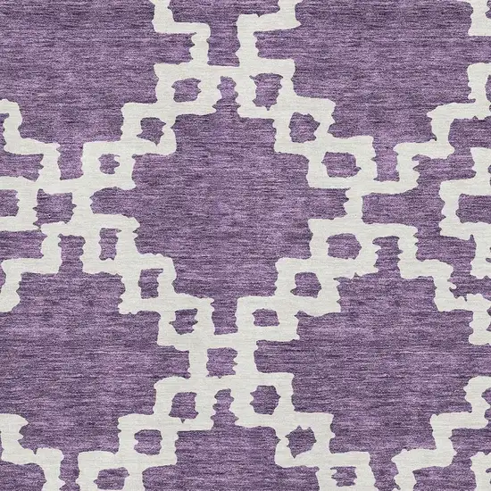 Purple And Ivory Abstract Geometric Washable Area Rug With UV Protection Photo 3