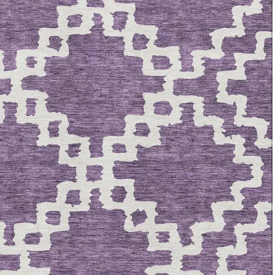 Purple And Ivory Abstract Geometric Washable Area Rug With UV Protection Photo 3