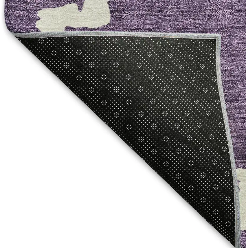 Purple And Ivory Abstract Geometric Washable Area Rug With UV Protection Photo 7