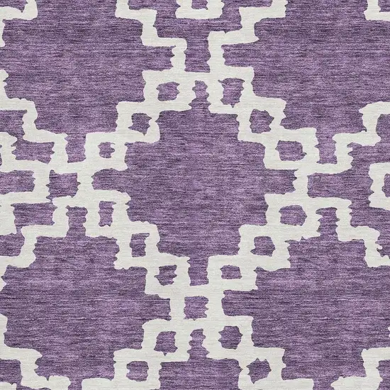 Purple And Ivory Abstract Geometric Washable Area Rug With UV Protection Photo 3