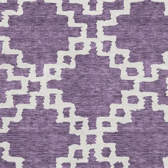 Purple And Ivory Abstract Geometric Washable Area Rug With UV Protection Photo 3