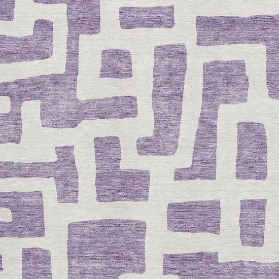 Purple And Ivory Abstract Geometric Washable Area Rug With UV Protection Photo 3