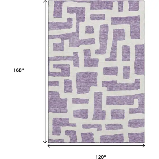 Purple And Ivory Abstract Geometric Washable Area Rug With UV Protection Photo 3