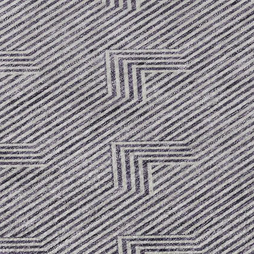 Purple And Ivory Abstract Geometric Washable Area Rug With UV Protection Photo 3