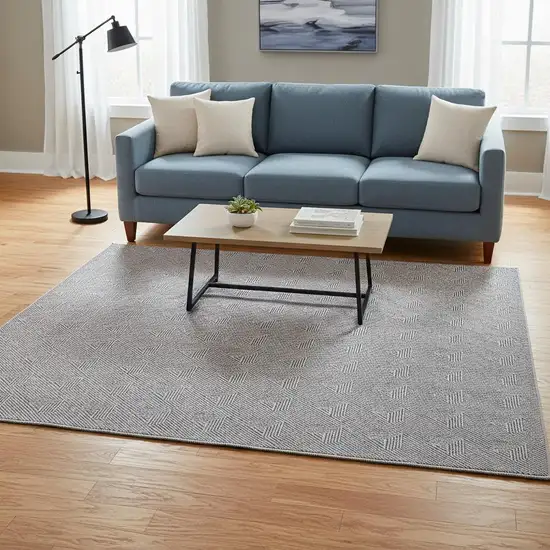 Purple And Ivory Abstract Geometric Washable Area Rug With UV Protection Photo 2