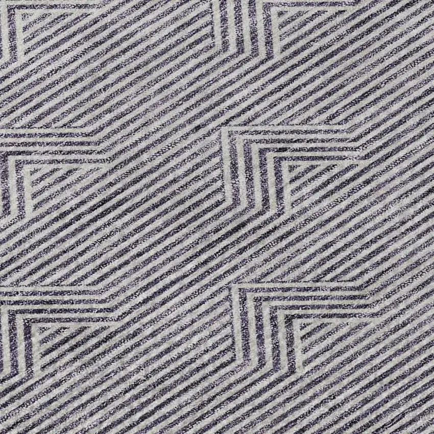 Purple And Ivory Abstract Geometric Washable Area Rug With UV Protection Photo 3
