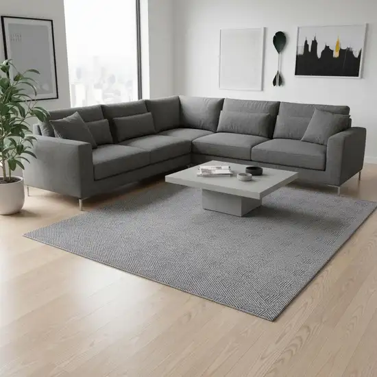 Purple And Ivory Abstract Geometric Washable Area Rug With UV Protection Photo 2