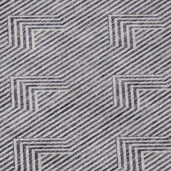 Purple And Ivory Abstract Geometric Washable Area Rug With UV Protection Photo 3