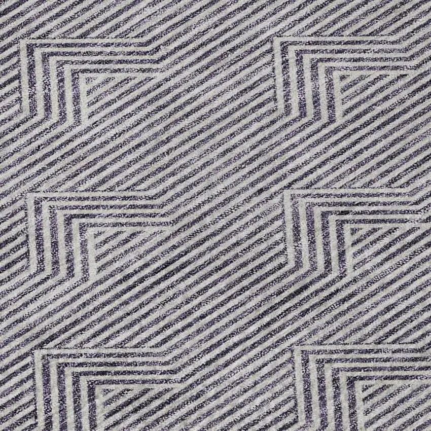 Purple And Ivory Abstract Geometric Washable Area Rug With UV Protection Photo 3