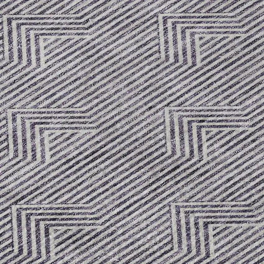 Purple And Ivory Abstract Geometric Washable Area Rug With UV Protection Photo 3