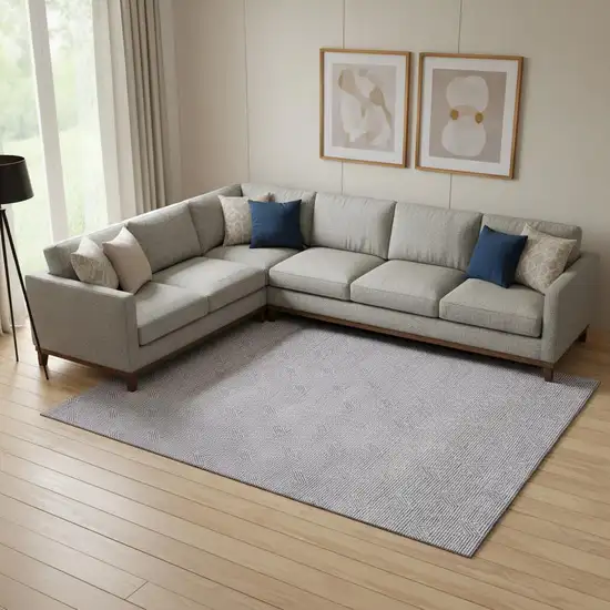 Purple And Ivory Abstract Geometric Washable Area Rug With UV Protection Photo 1