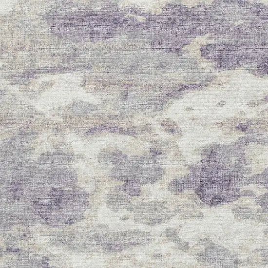Purple And Ivory Abstract Washable Area Rug With UV Protection Photo 4