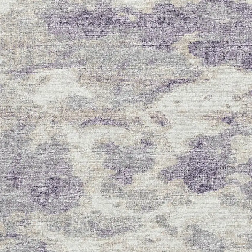 Purple And Ivory Abstract Washable Area Rug With UV Protection Photo 4