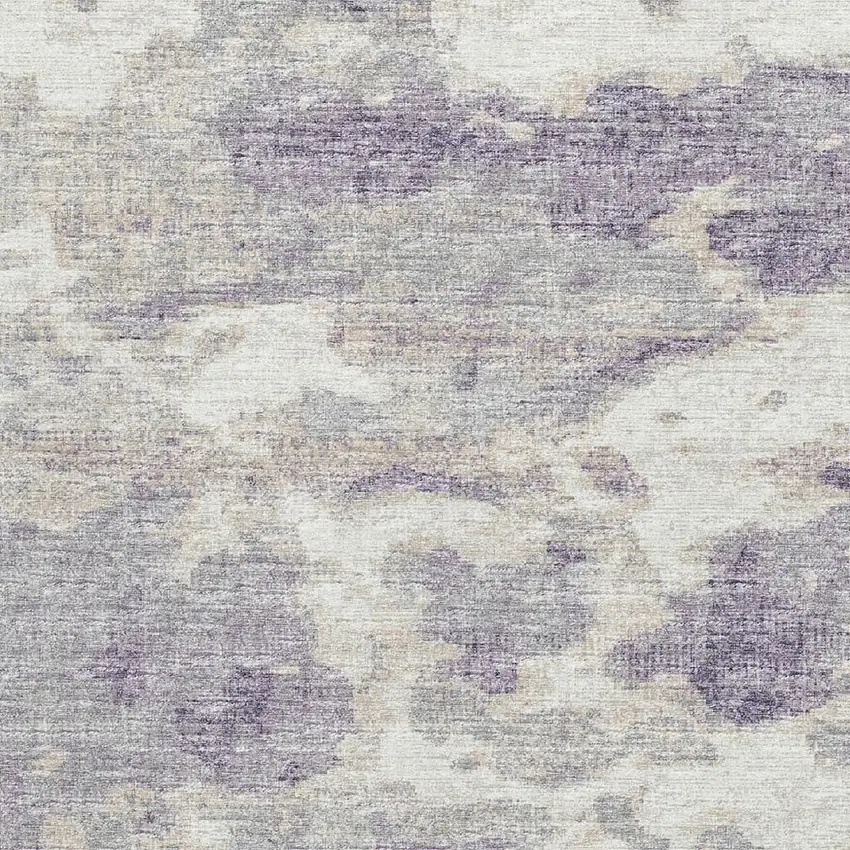 Purple And Ivory Abstract Washable Area Rug With UV Protection Photo 4