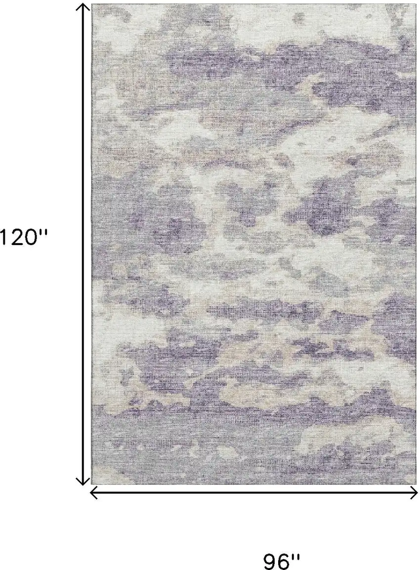 Purple And Ivory Abstract Washable Area Rug With UV Protection Photo 3