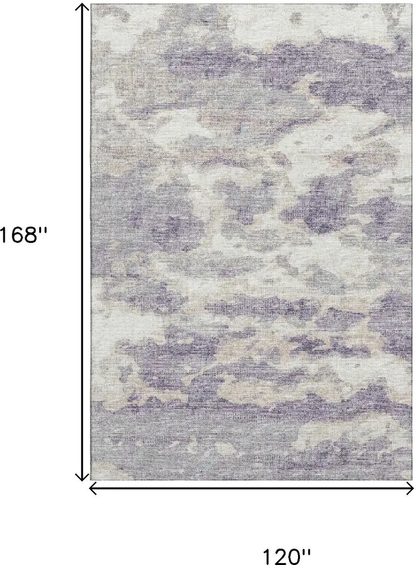 Purple And Ivory Abstract Washable Area Rug With UV Protection Photo 3