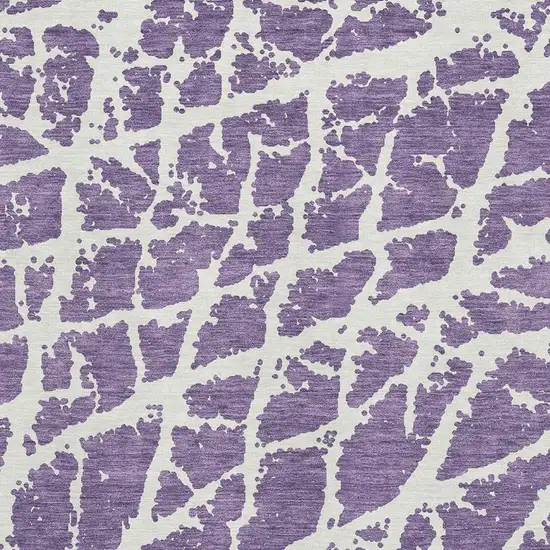 Purple And Ivory Abstract Washable Area Rug With UV Protection Photo 3