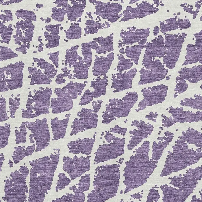 Purple And Ivory Abstract Washable Area Rug With UV Protection Photo 3