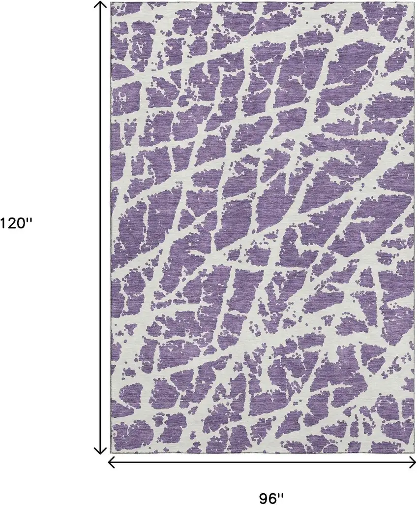 Purple And Ivory Abstract Washable Area Rug With UV Protection Photo 3