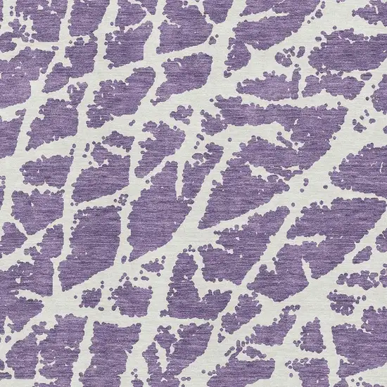 Purple And Ivory Abstract Washable Area Rug With UV Protection Photo 3
