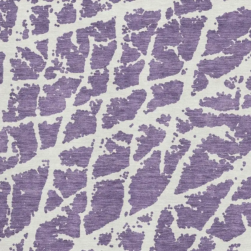 Purple And Ivory Abstract Washable Area Rug With UV Protection Photo 3