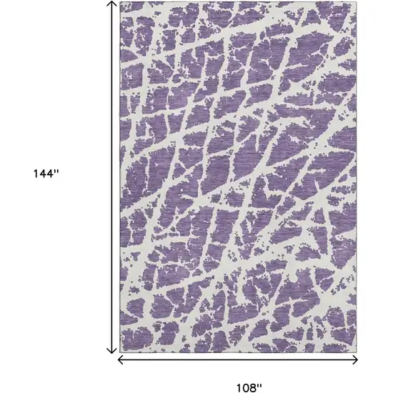 Purple And Ivory Abstract Washable Area Rug With UV Protection Photo 3