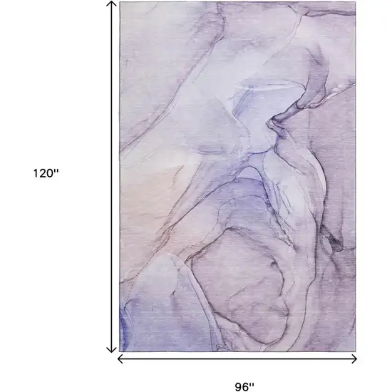 Purple And Ivory Abstract Washable Area Rug With UV Protection Photo 7