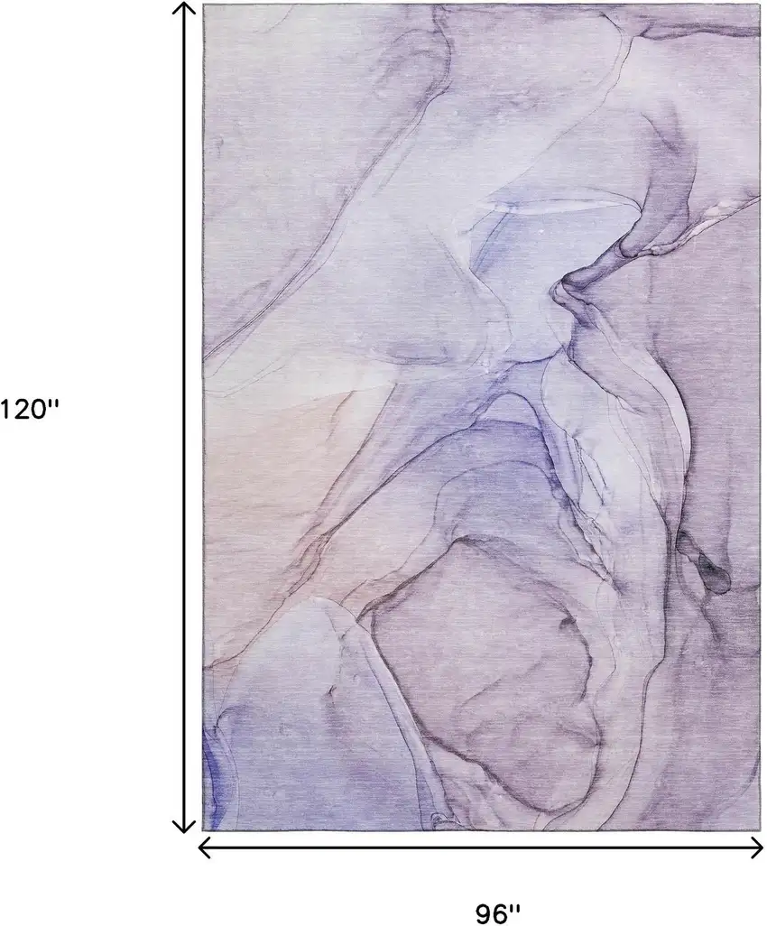 Purple And Ivory Abstract Washable Area Rug With UV Protection Photo 7