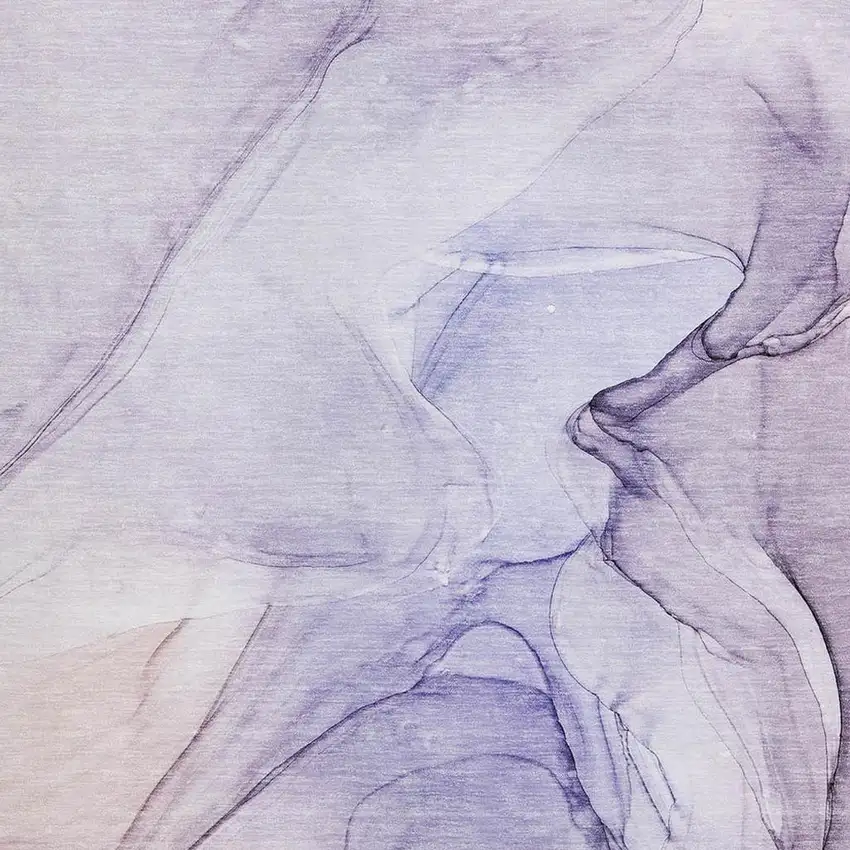 Purple And Ivory Abstract Washable Area Rug With UV Protection Photo 3