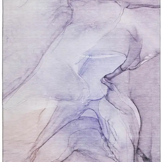Purple And Ivory Abstract Washable Area Rug With UV Protection Photo 9