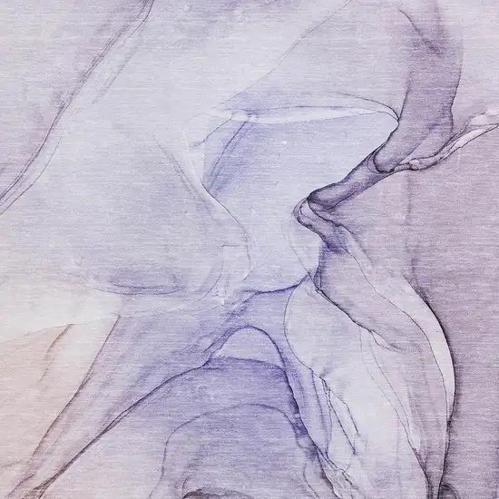 Purple And Ivory Abstract Washable Area Rug With UV Protection Photo 8