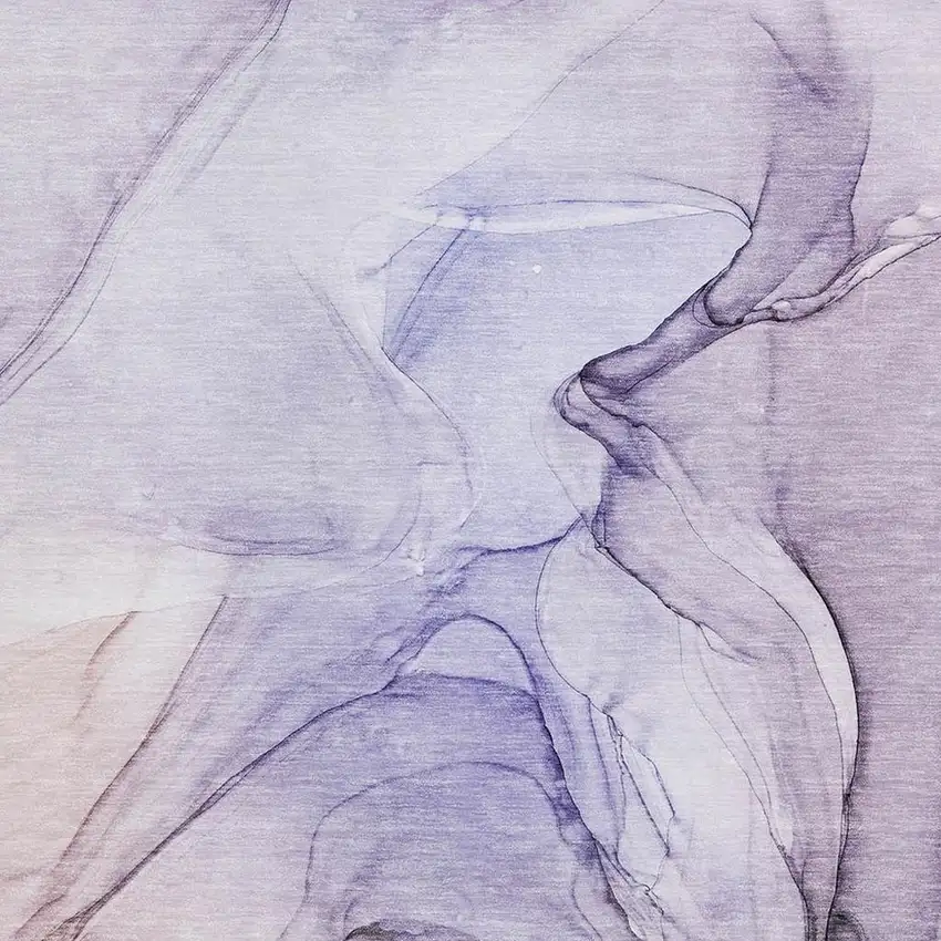 Purple And Ivory Abstract Washable Area Rug With UV Protection Photo 8