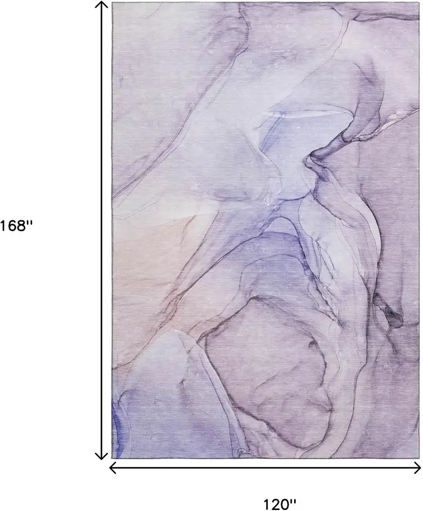 Purple And Ivory Abstract Washable Area Rug With UV Protection Photo 7