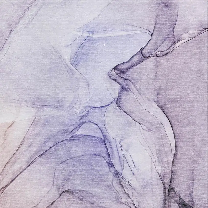 Purple And Ivory Abstract Washable Area Rug With UV Protection Photo 3