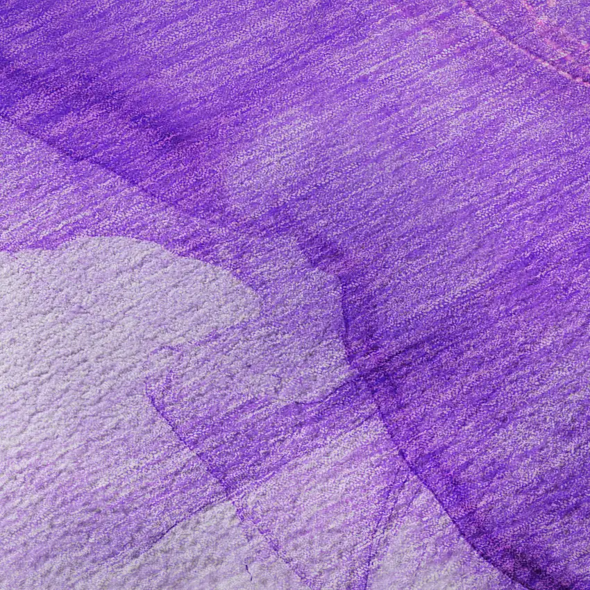 Purple And Ivory Abstract Washable Area Rug With UV Protection Photo 3