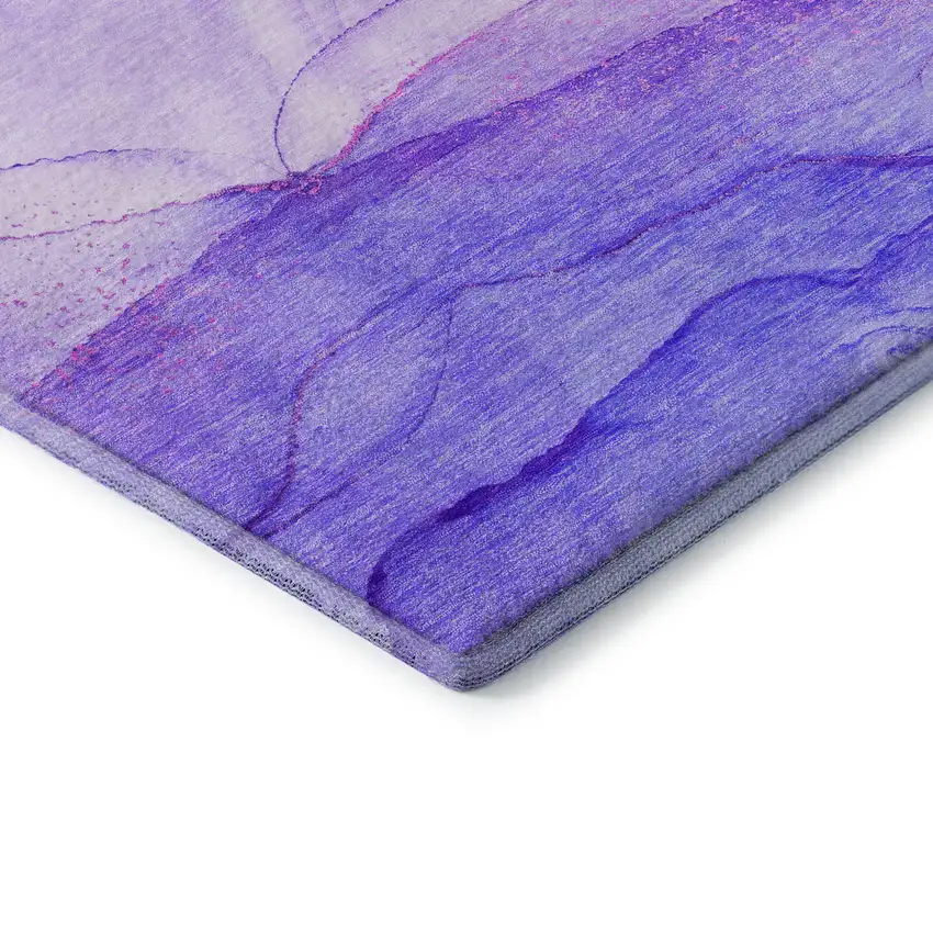 Purple And Ivory Abstract Washable Area Rug With UV Protection Photo 8