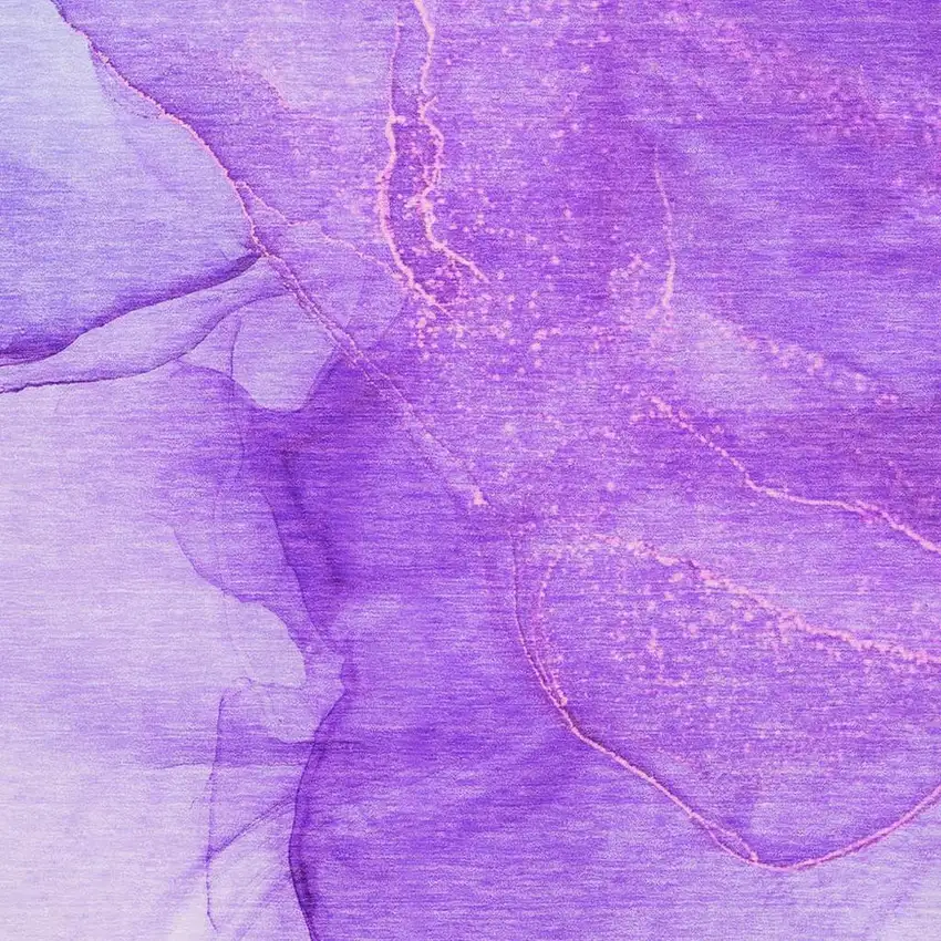 Purple And Ivory Abstract Washable Area Rug With UV Protection Photo 3