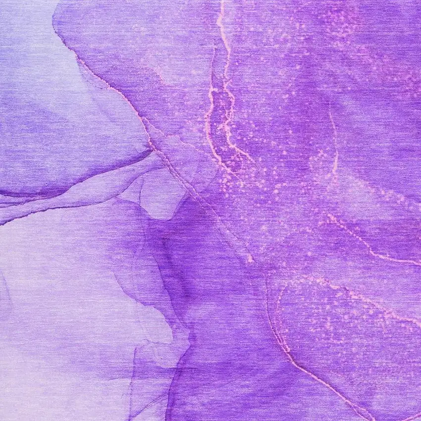 Purple And Ivory Abstract Washable Area Rug With UV Protection Photo 8