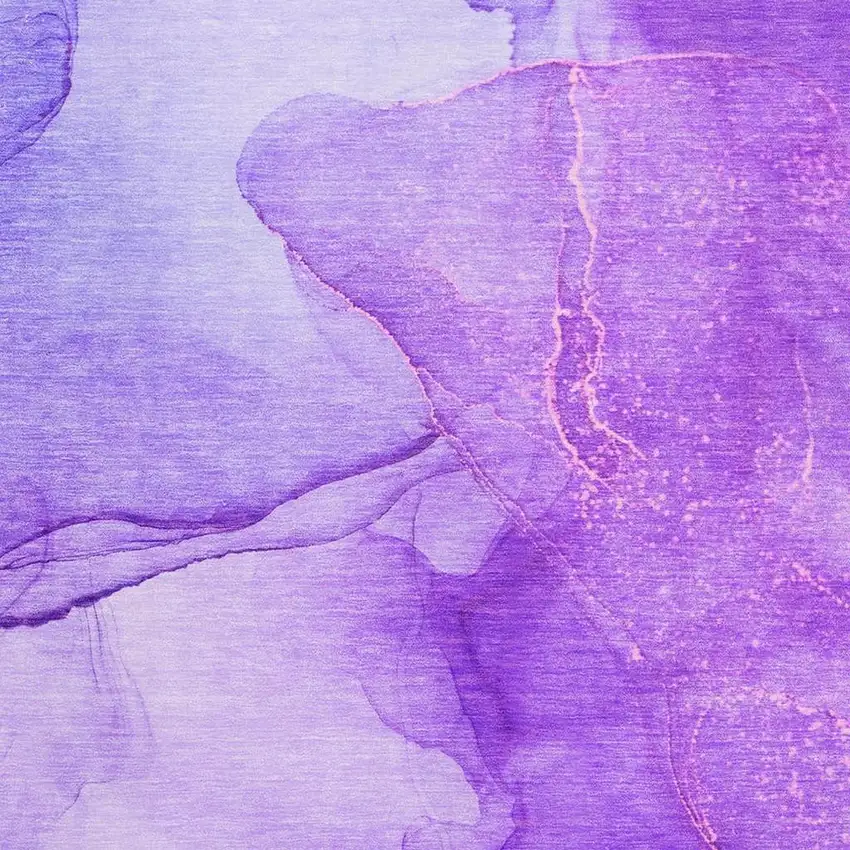 Purple And Ivory Abstract Washable Area Rug With UV Protection Photo 4