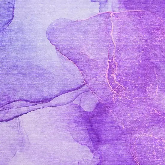 Purple And Ivory Abstract Washable Area Rug With UV Protection Photo 4