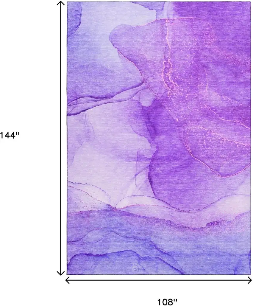 Purple And Ivory Abstract Washable Area Rug With UV Protection Photo 7