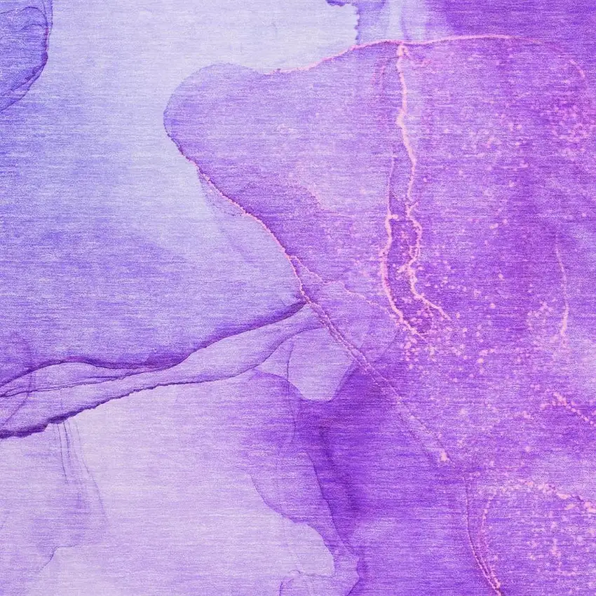 Purple And Ivory Abstract Washable Area Rug With UV Protection Photo 8