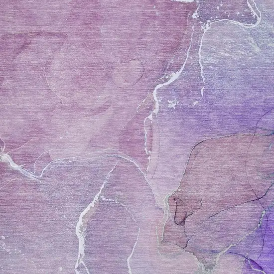 Purple And Ivory Abstract Washable Area Rug With UV Protection Photo 3