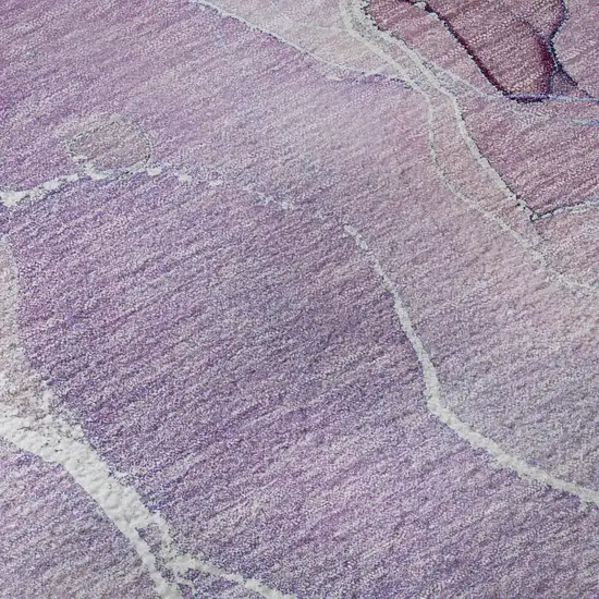 Purple And Ivory Abstract Washable Area Rug With UV Protection Photo 9