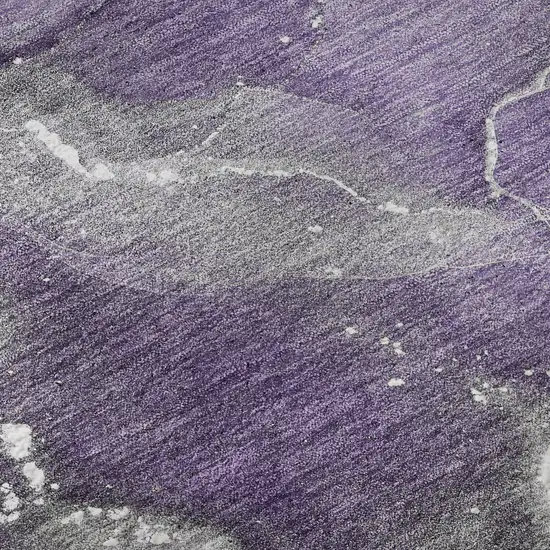 Purple And Ivory Abstract Washable Area Rug With UV Protection Photo 3