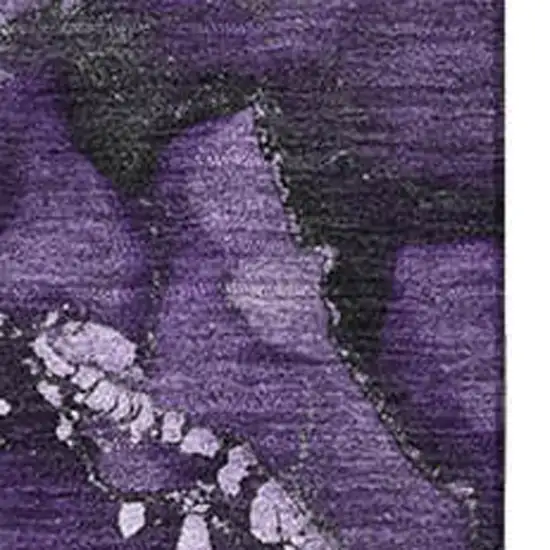 Purple And Ivory Abstract Washable Area Rug With UV Protection Photo 3
