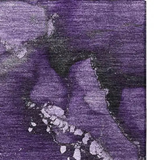 Purple And Ivory Abstract Washable Area Rug With UV Protection Photo 7