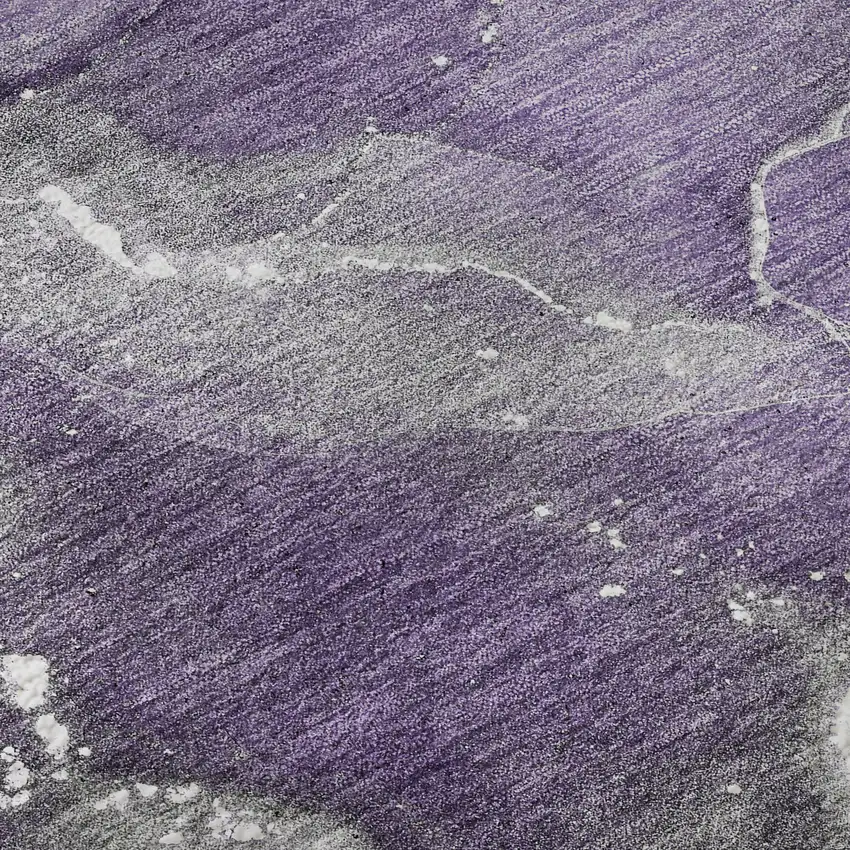 Purple And Ivory Abstract Washable Area Rug With UV Protection Photo 3