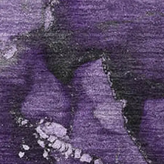 Purple And Ivory Abstract Washable Area Rug With UV Protection Photo 6